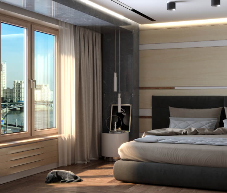 Деревянные окна в спальню