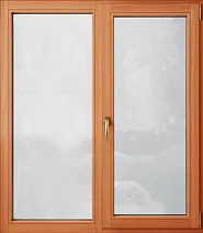 Двустворчатое окно из лиственницы с широким профилем, 1500*1500  мм