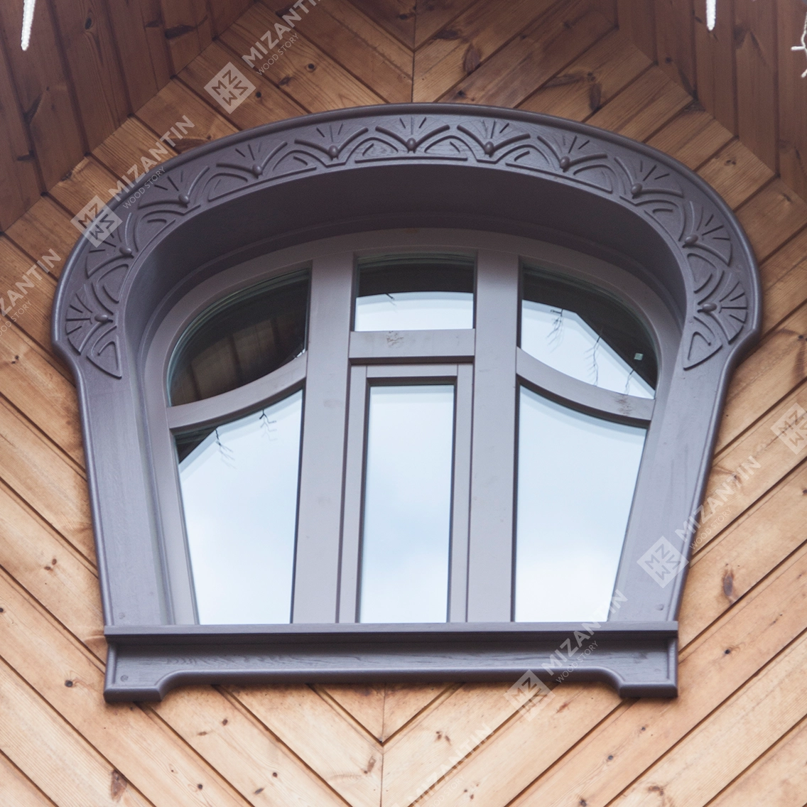Арочное деревянное окно в стиле Модерн. Производство MIZANTIN