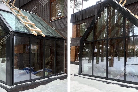 Зимний сад из дуба для загородного дома в ЛО