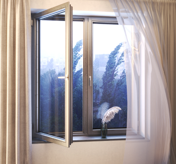 Деревянные окна в спальню