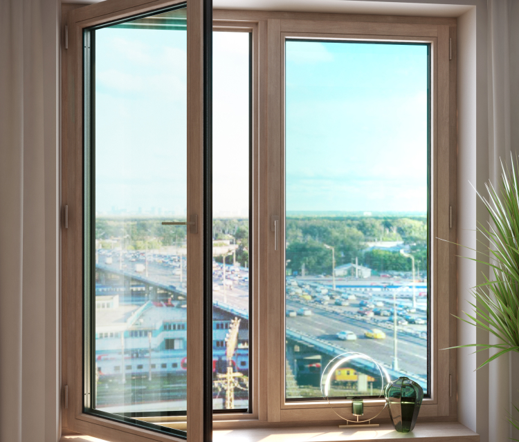 Деревянные окна в спальню